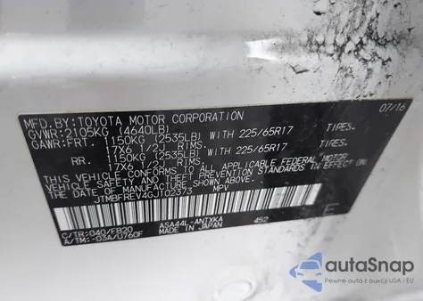 2016 Toyota Rav4 Le from USA, damaged, VIN JTMBFREV4GJ102373